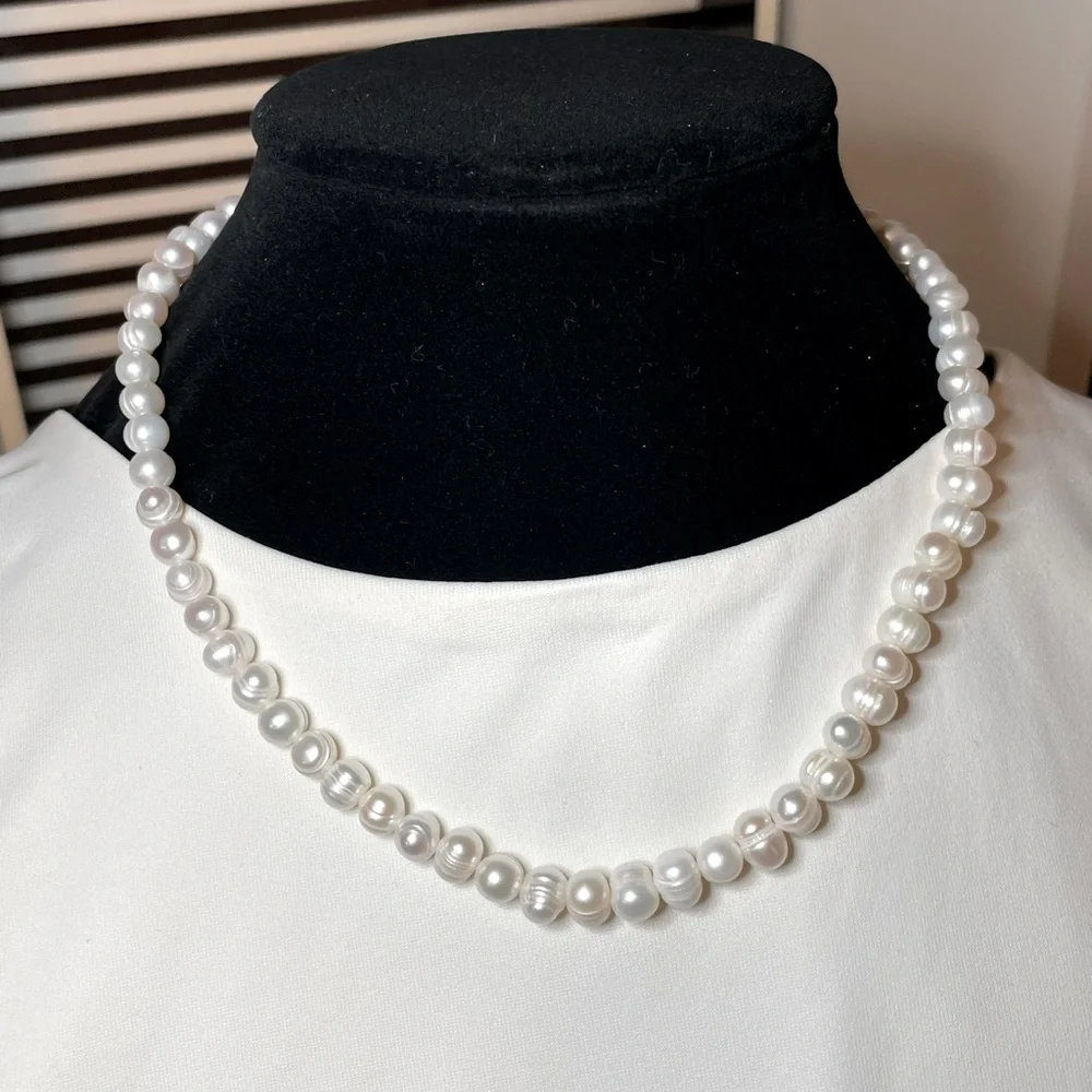 Genuine Freshwater White Pearl Necklace